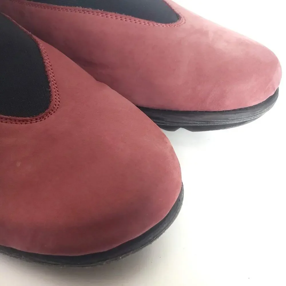 Flexx Stretch Run Wedge Red Shoes Comfort Slip On Nubuck Leather Flats Size 39 8